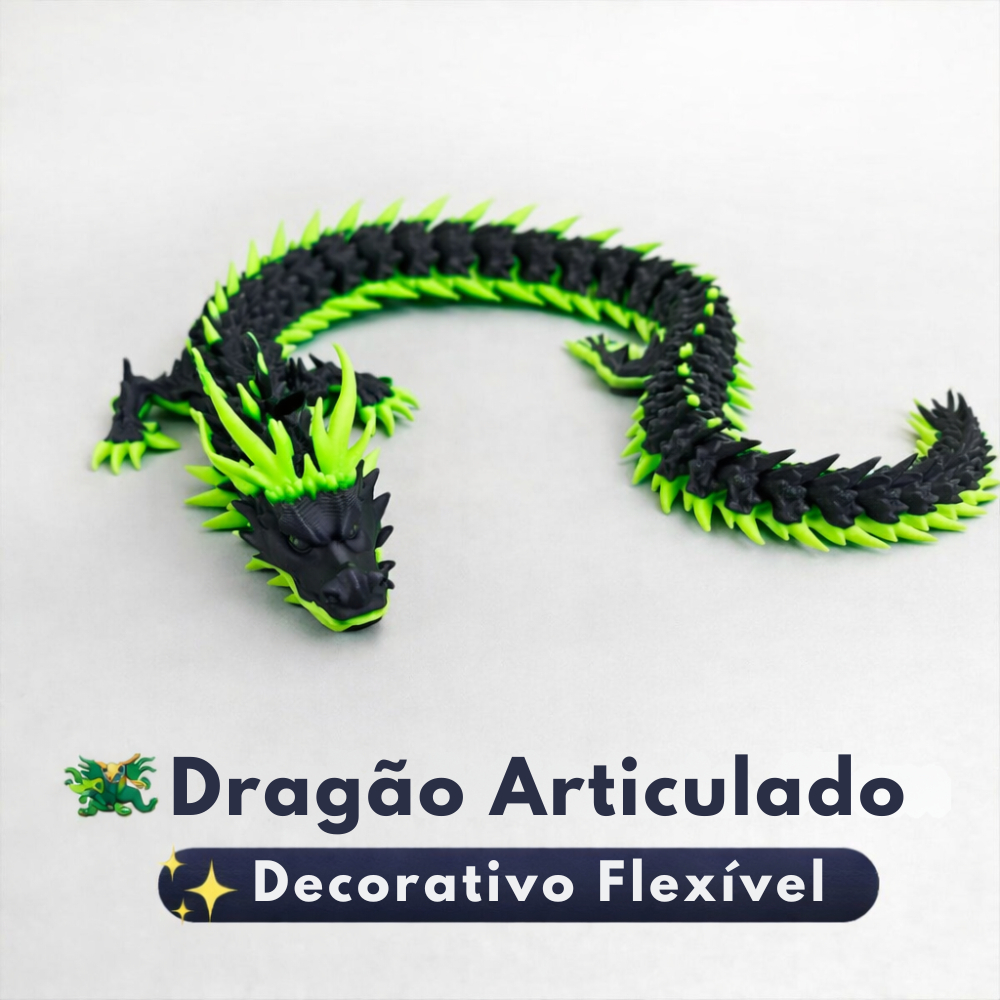 Dragão Articulado Flexível 42 cm 6 cores Relaxante Decorativo Gamer Colecionável Sensorial Envio Imediato