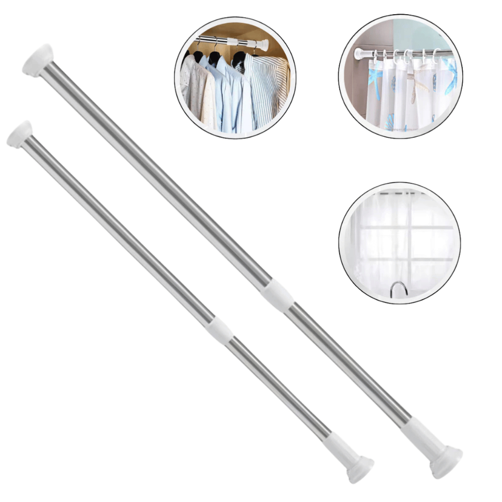 Varão Extensível Inox Ajustável | Pia de Cozinha, Box Banheiro e Porta