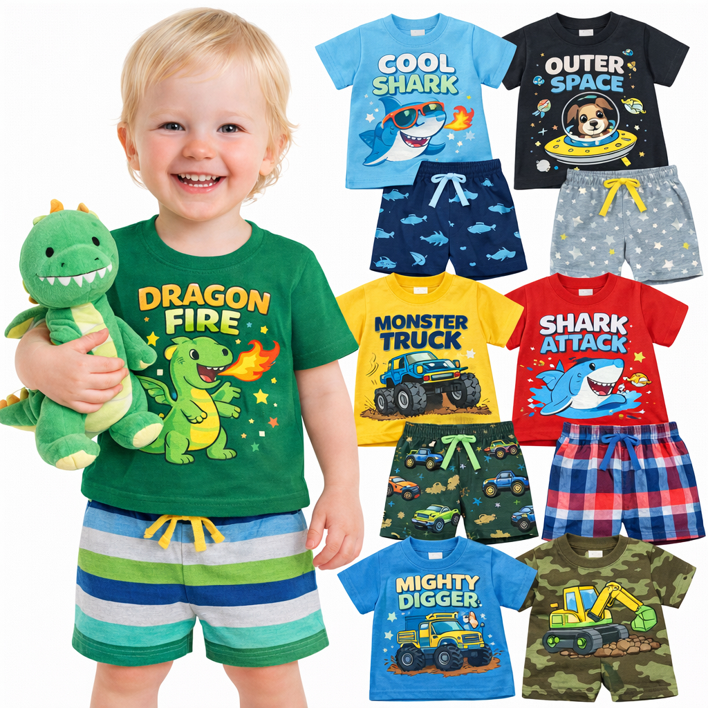 Kit Sortido 6 Peças de Roupas Infantil Bebê Menino VERÃO Conjuntos de Verão Infantil Bebê Masculino Manga Curta Bebê