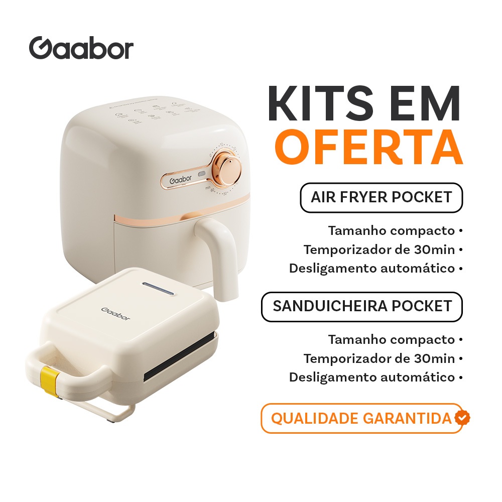 [Venda em combo]Gaabor 1,4L Air Fryer AF20M + Sanduicheira Elétrica Assadeira Removível Antiaderente SM60M