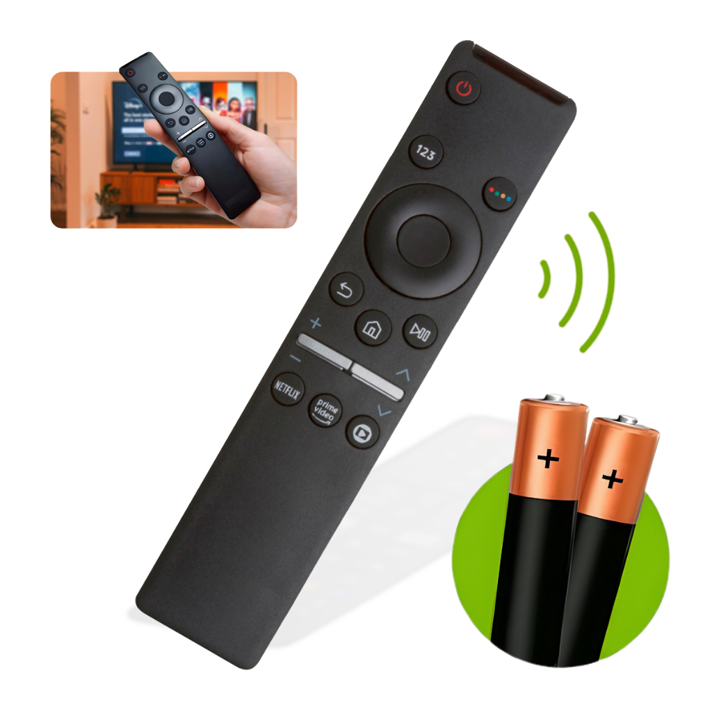 Controle Remoto Para Tv Samsung Smart 4k Netflix Prime Globoplay + 2 Pilhas