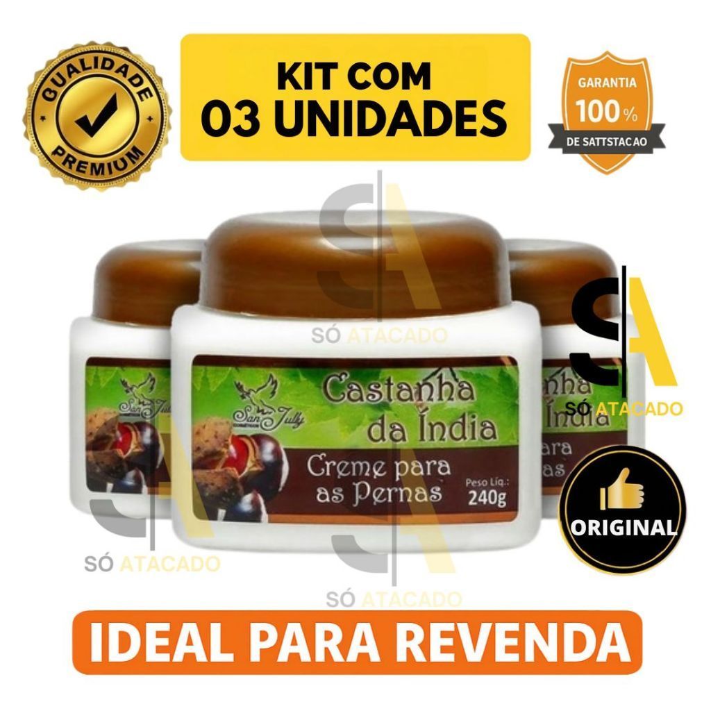 Kit 3 Cremes Castanha da Índia 240g SanJully para Pernas -  Original Sanjully
