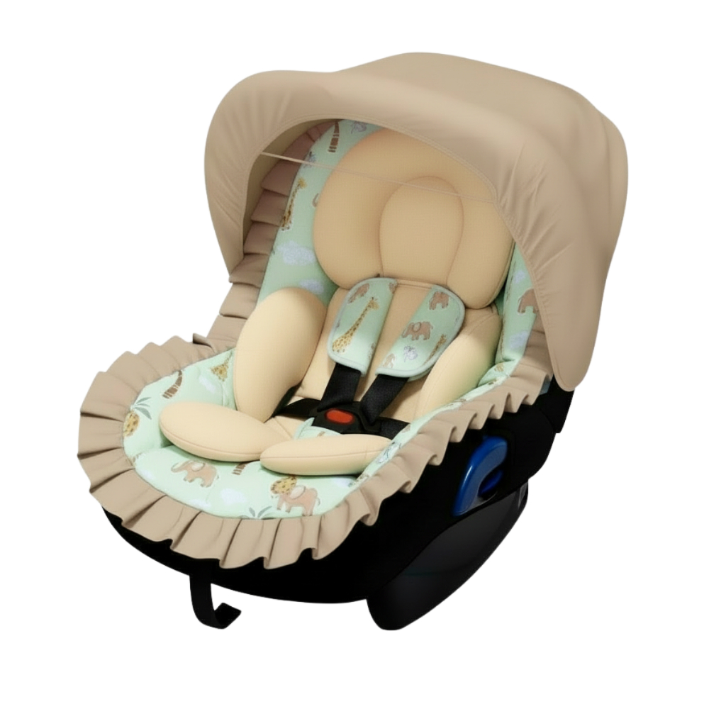 Capa de Bebe Conforto Acolchoada Jogo Protetor de Cinto Capota Solar e Apoio Redutor para Bebê 100% Algodão
