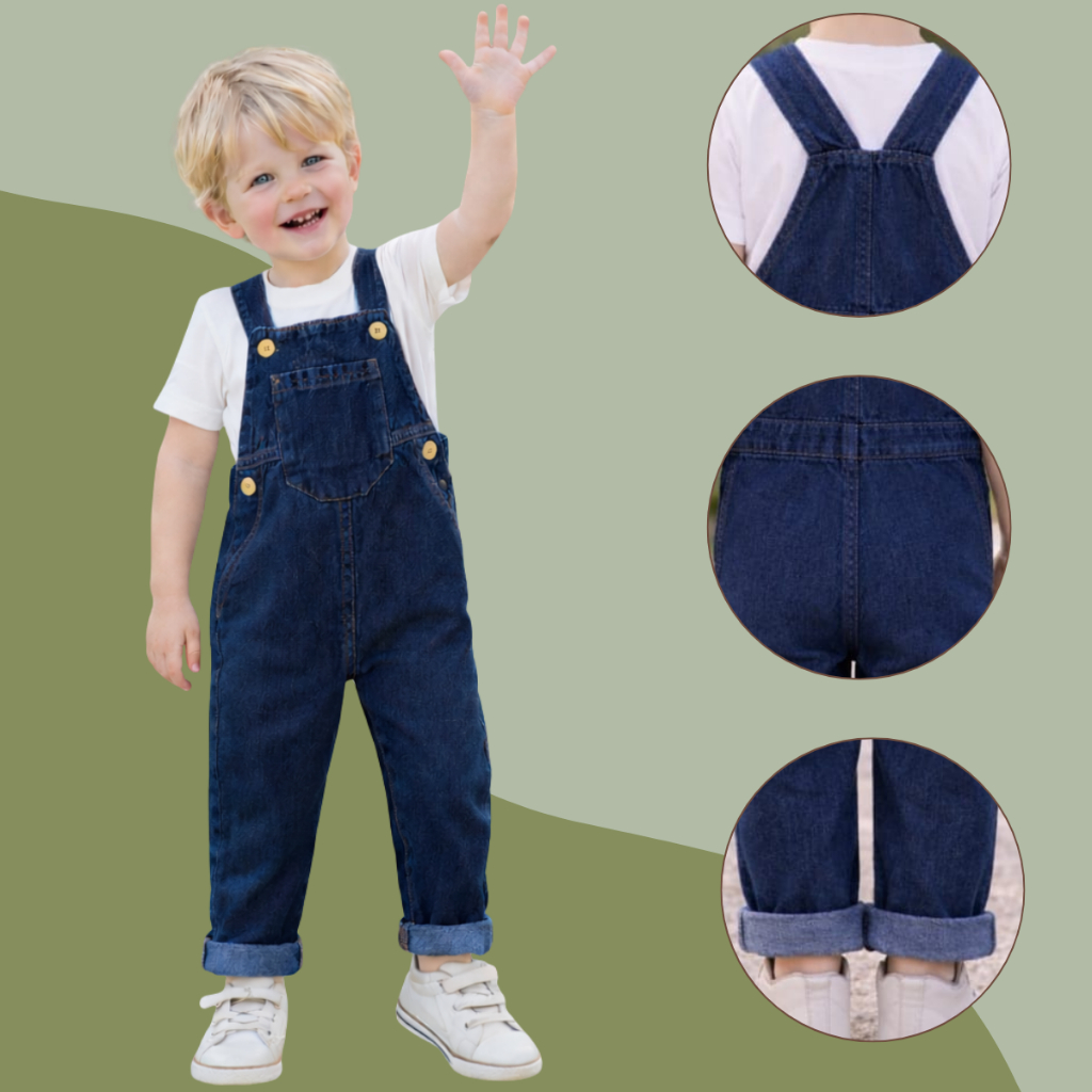 Macacão Jardineira Calça Jeans Infantil Menino 1 A 3 Anos