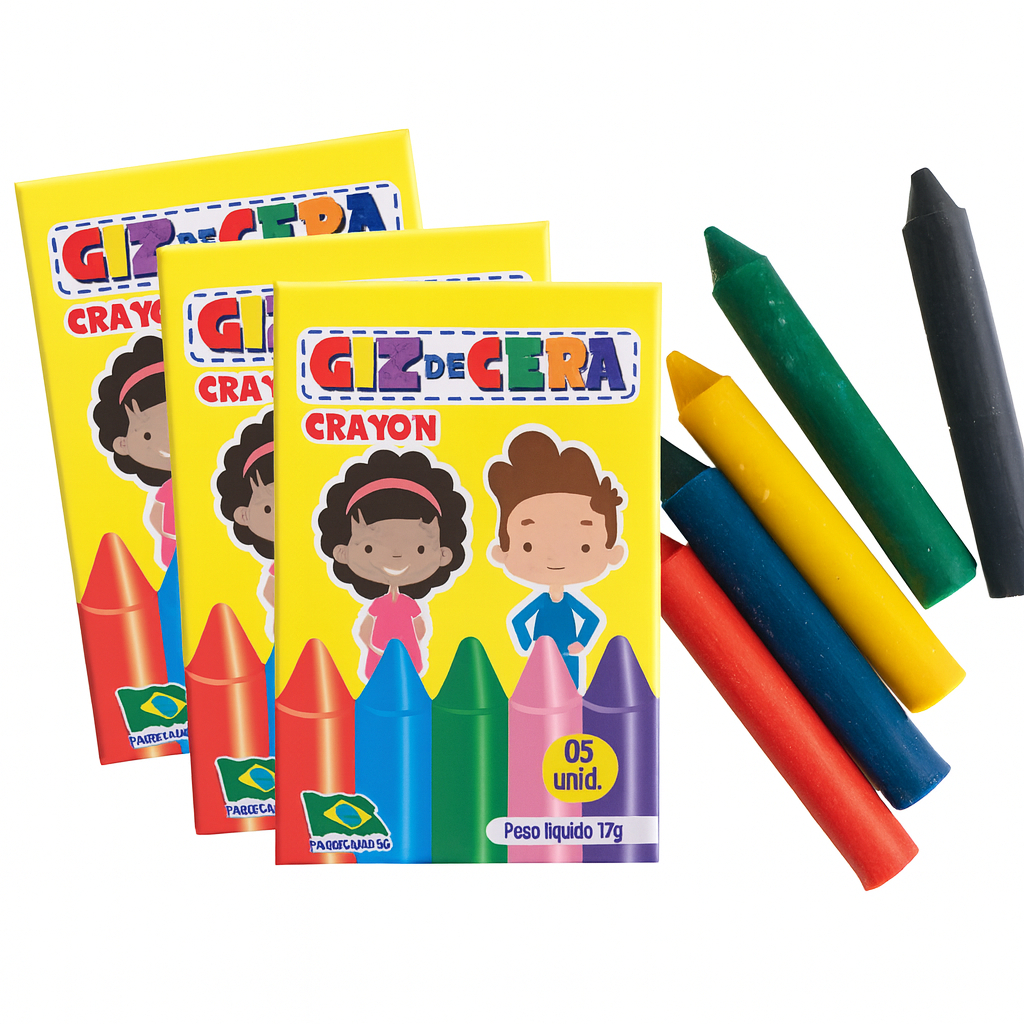 10 a 100 Caixinhas Mini Giz de Cera 5 Cores 5cm Atacado Kit Festa Infantil Revenda