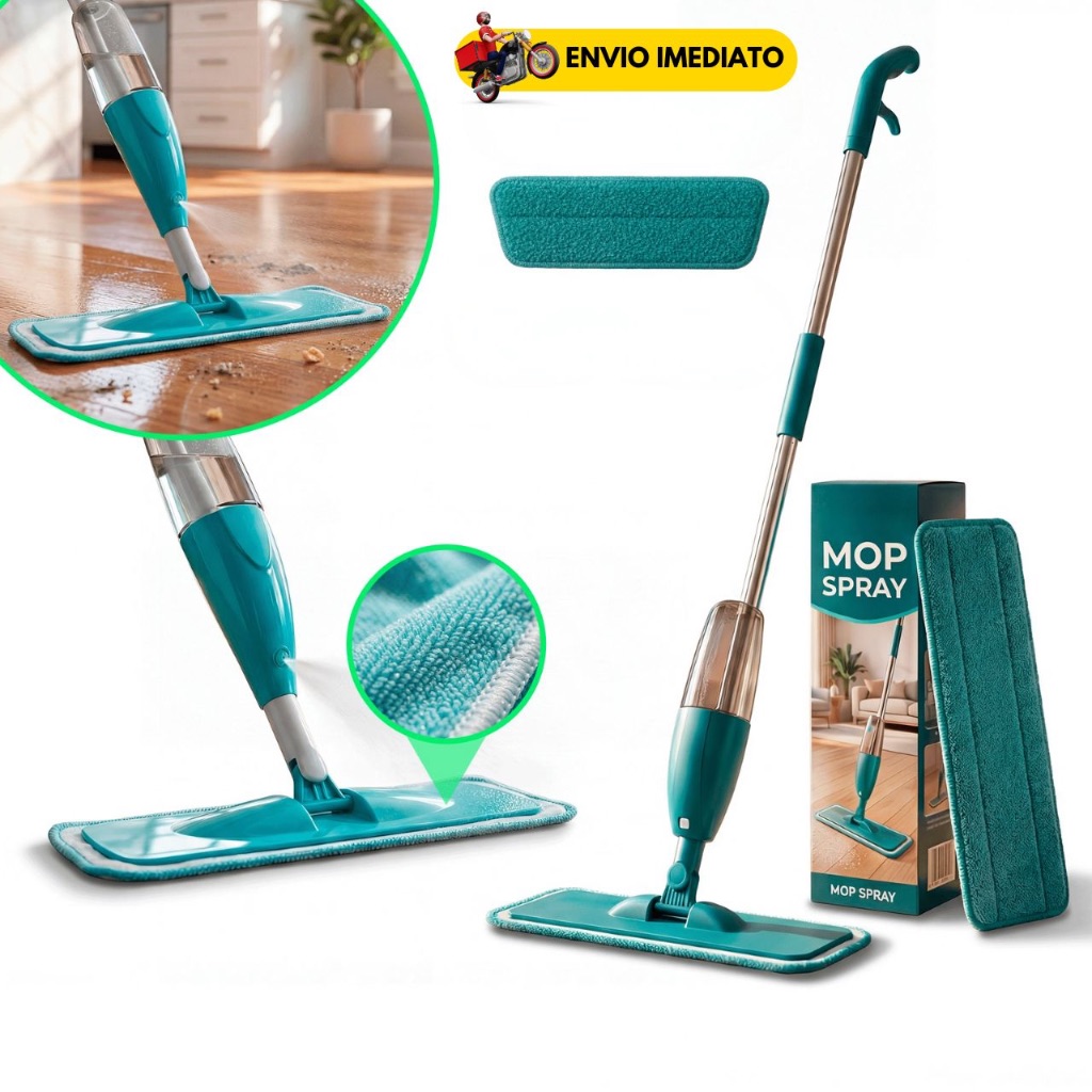 Mop Spray Flat Esfregão Giratório PRO Magico Com Reservatorio Rodo De Limpeza Refil Microfibra