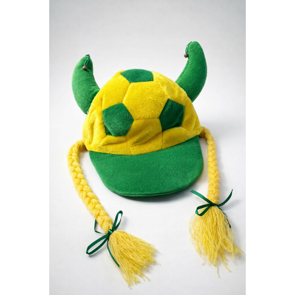 Chapéu Viking Brasil Verde e Amarelo para Torcida Futebol