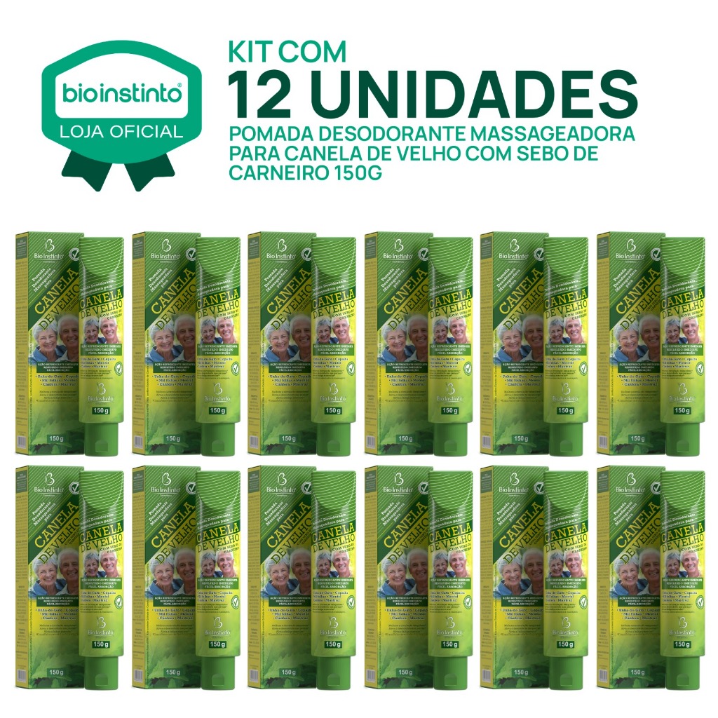 12 UN CANELA DE VELHO 150g Pomada Massageadora Bio Instinto Gel Atleta Academia Relaxamento Muscular