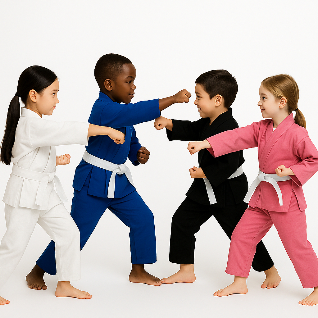 Kimono Jiu jitsu Infantil Reforçado Liso + Faixa Branca de pano