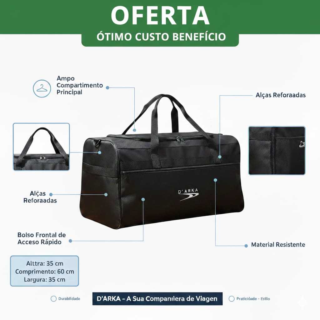 Bolsa de Viagem Grande G 70L | Dobrável, Leve, Resistente | Envio Rápido