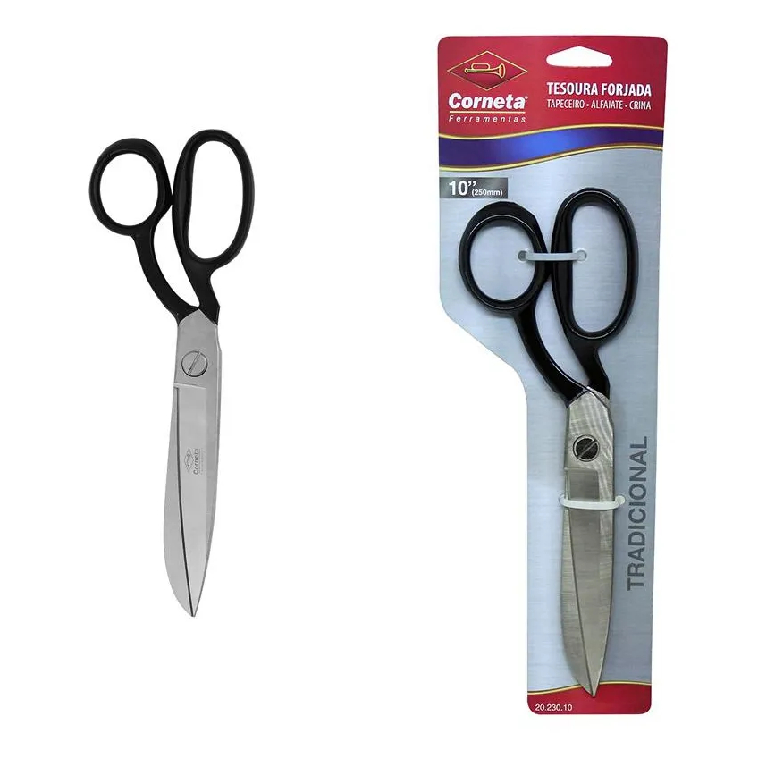 Tesoura Profissional 10” Corneta Costura Alfaiate Tapeceiro Crina Tosa