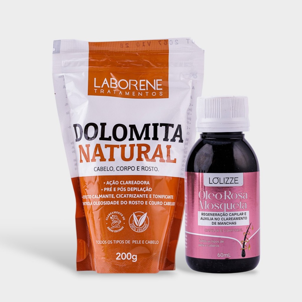 Kit Clareador Dolomita Natural  + Óleo Rosa Mosqueta Clareador de Pele Para Corpo e Axilas 200g + 60ml  Laborene