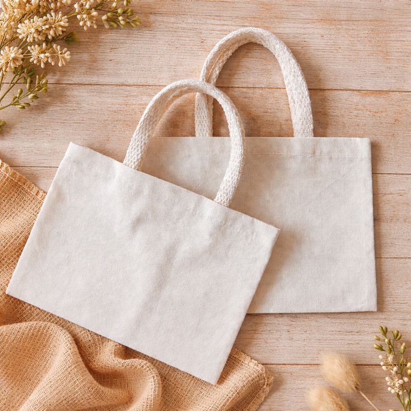 kit 5 Mini Ecobag 20×14cm _ Algodãocru, sustentável, Lembrancinha