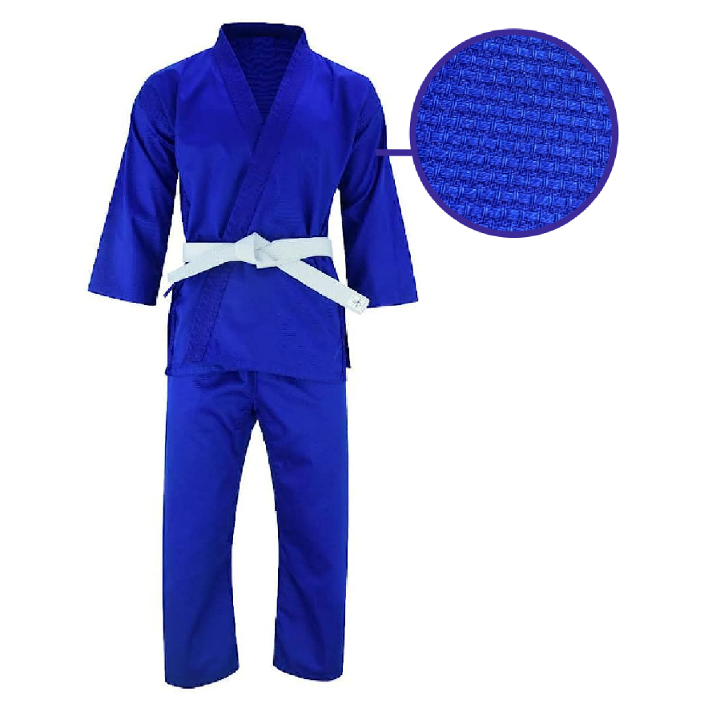 Kimono Infantil Trançado Leve Azul + Faixa de pano