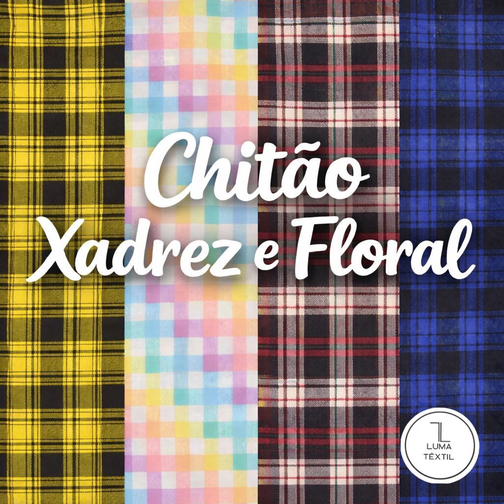 2 Metros de Tecido Chitão Xadrez e Floral (2m x 1,50m) de Largura Várias Estampas!