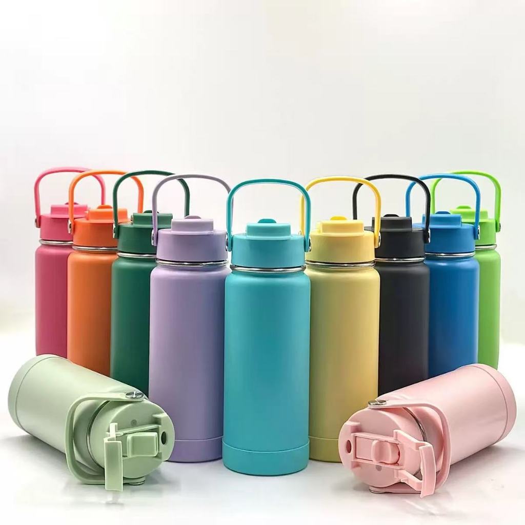 Garrafa térmica inox 350/600/800ml, bico duplo com capa protetora de silicone--new