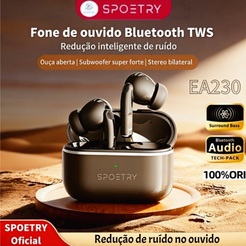 Fones de ouvido Bluetooth sem fio de alta qualidade com Redução de ruído SPOETRY EA230