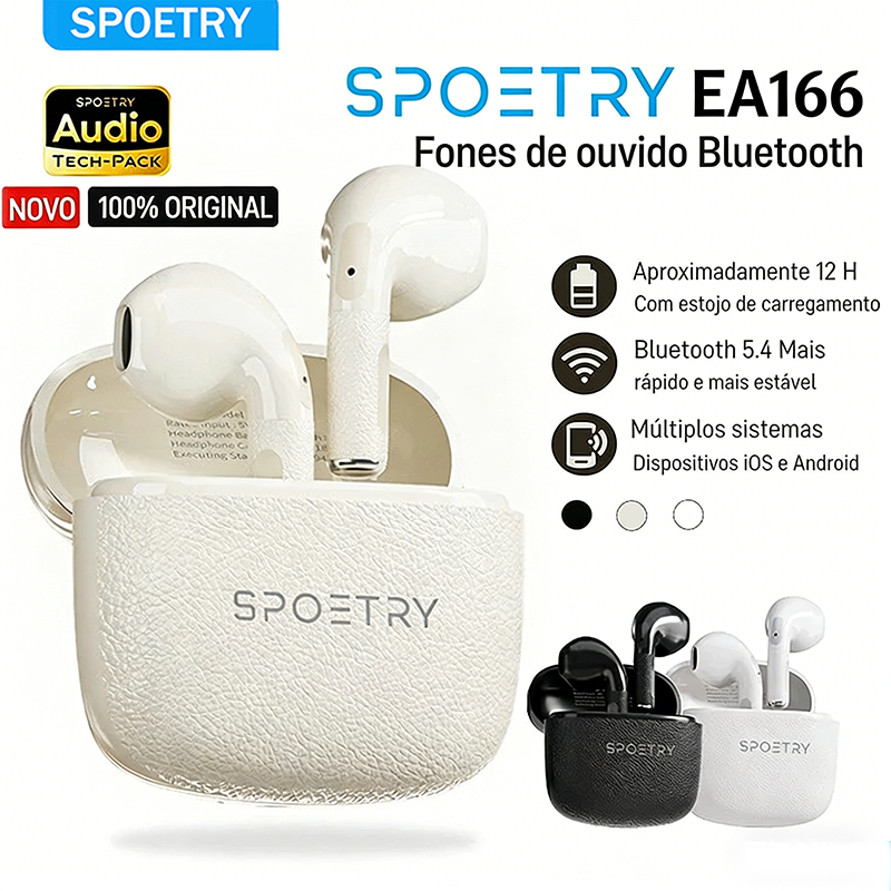 SPOETRY EA166 Fones de ouvido Bluetooth Fones de ouvido Bluetooth de alta qualidade com redução de ruído sem fio