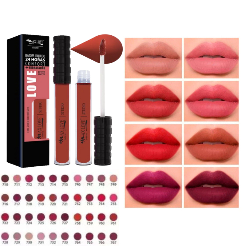 Batom Líquido 24h Confort + Hidratação 722 até 769 Max Love
