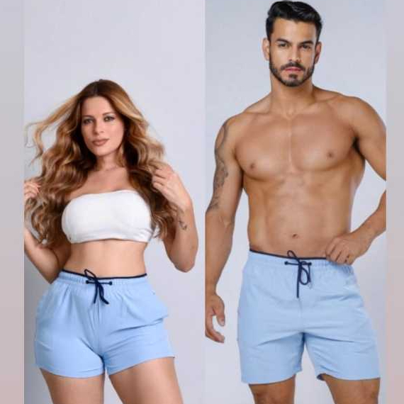Kit Short Mozão Tactel Conjunto Casal Mauricinho Verão Moda Praia Combinadinho Academia Namorados