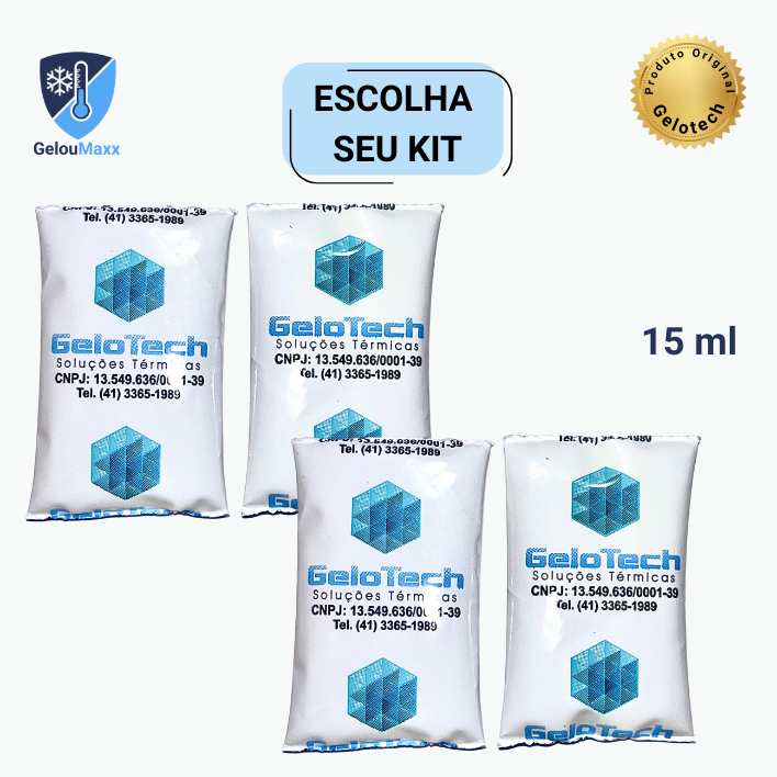 KIT GELO GEL FLEXÍVEL REUTILIZÁVEL 15ML GELOTECH P/ TRANSPORTE TERMOLÁBEIS COOLER CAIXA TÉRMICA