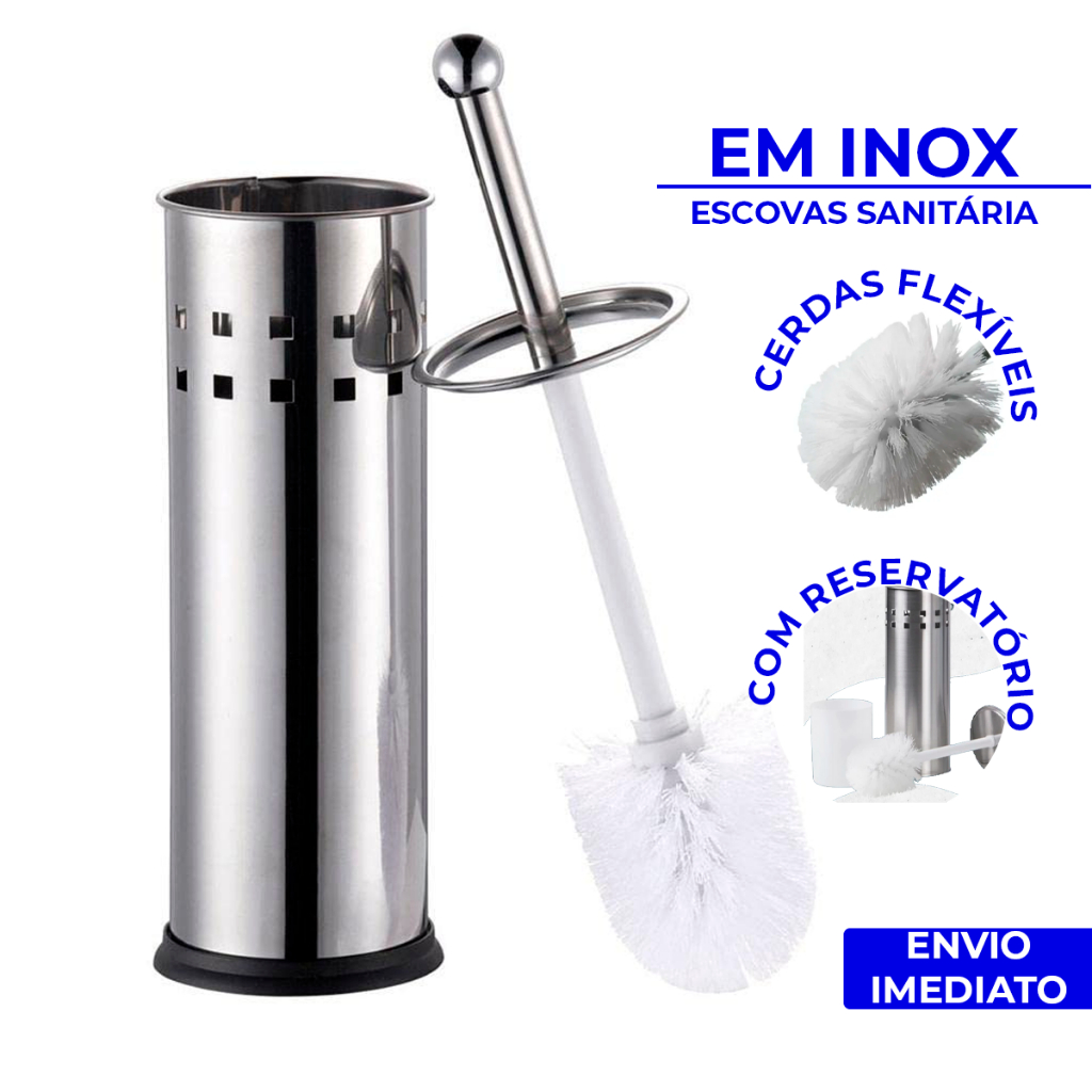 Escova De Vaso Sanitário De Inox Com Base Para Banheiro
