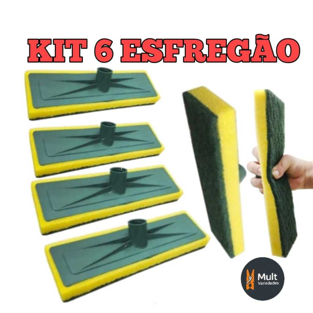 Kit 6 Rodo abrasivo lava azulejo esponja esfregao limpeza piso pesada limpa piso
