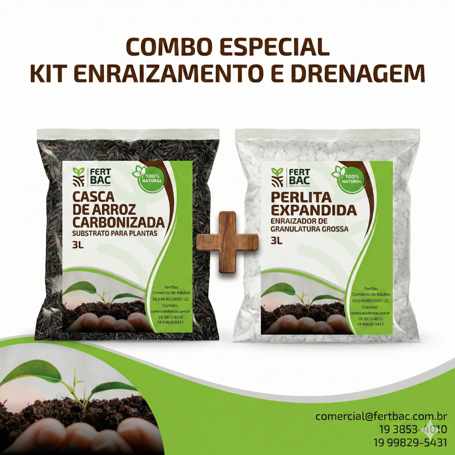Kit 6 Litros | Perlita Expandida 3L E Casca De Arroz Carbonizada 3L