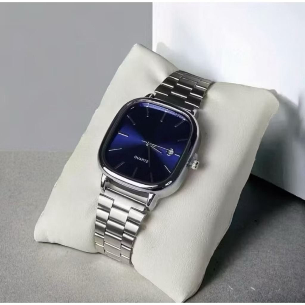 [RU01] Relógio Masculino Elegante Square Quartz Aço Inoxidável Analógico Com Calendário Moderno pres