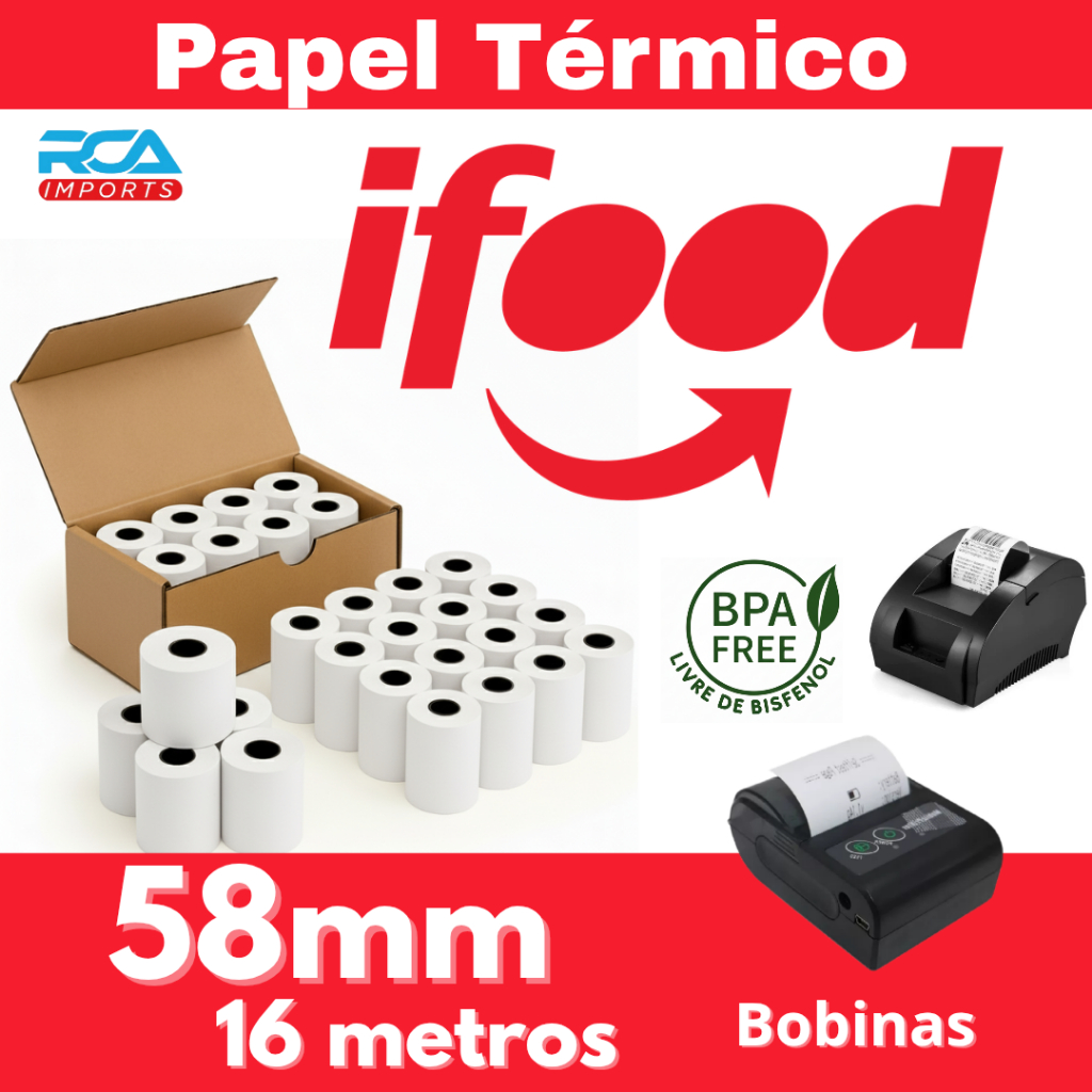 Papel para mini impressora  iFood Delivery bobina térmica 58mm