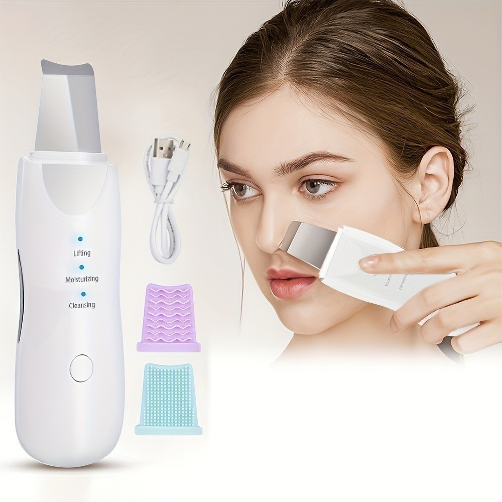 Aparelho de Peeling Esfoliante Ultrassônico Limpeza Facial Profunda Remoção de Cravos Antirrugas