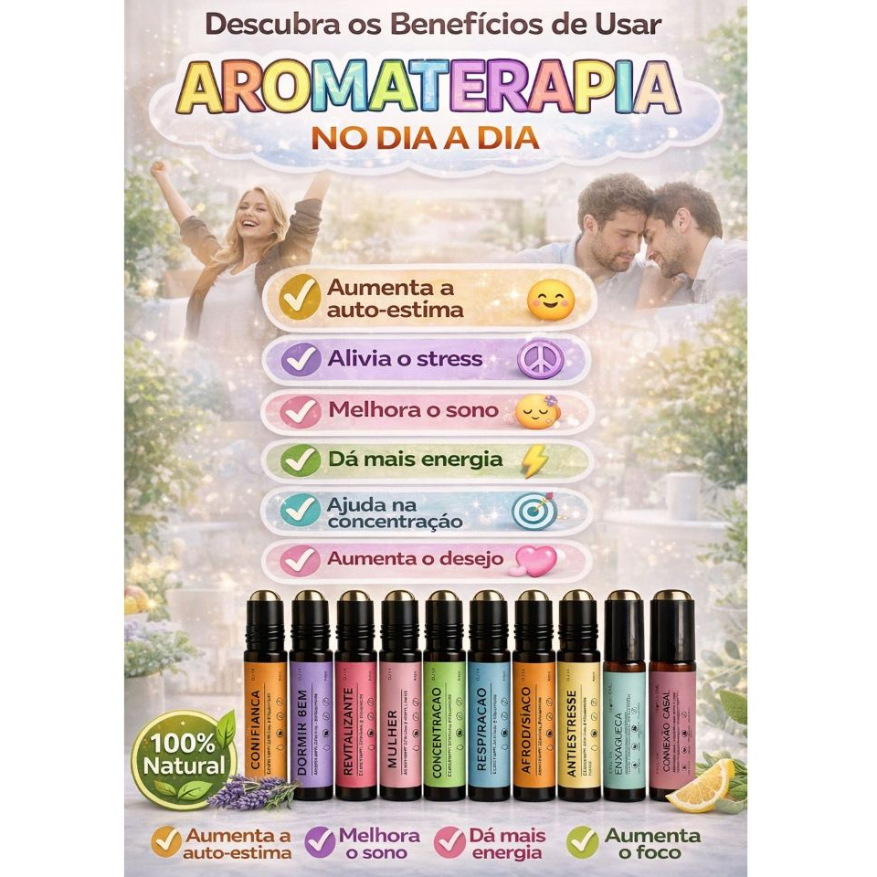 Roll On com Óleo Essencial Aromaterapia Terapêutico Pronto para Uso Tropfen 10 mL