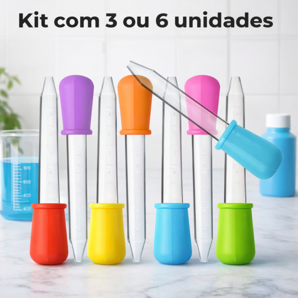 Conta gotas Pipeta de plástico pedagógica Educativa Atividades Coordenação motora Fina artesanato5ml