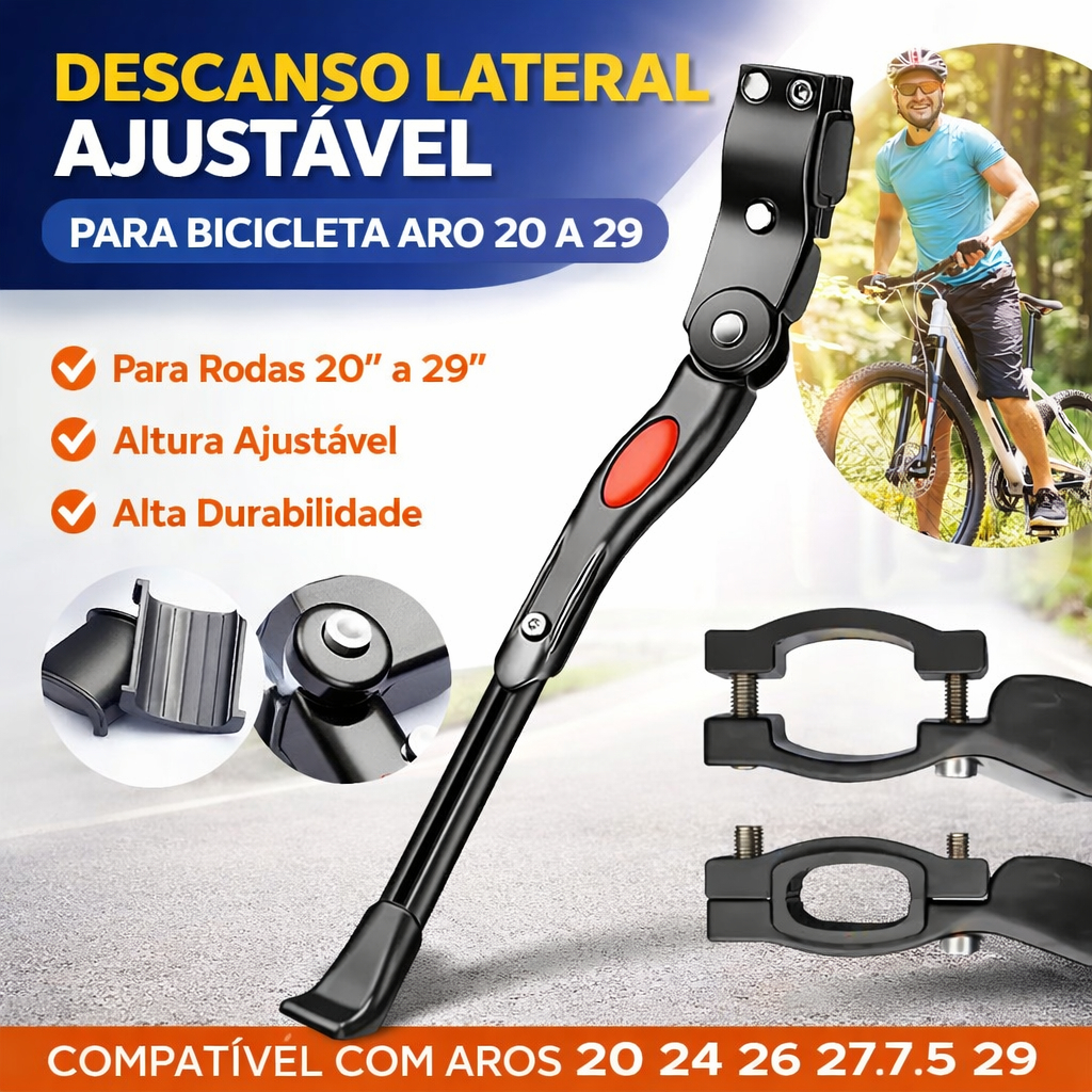 Descanso Pezinho Lateral Bicicleta Com Regulagem Aro 20 A 29