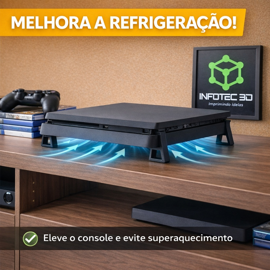 Kit 4 Suporte Pezinho Console Playstation Ps4 Slim - Posição Horizontal