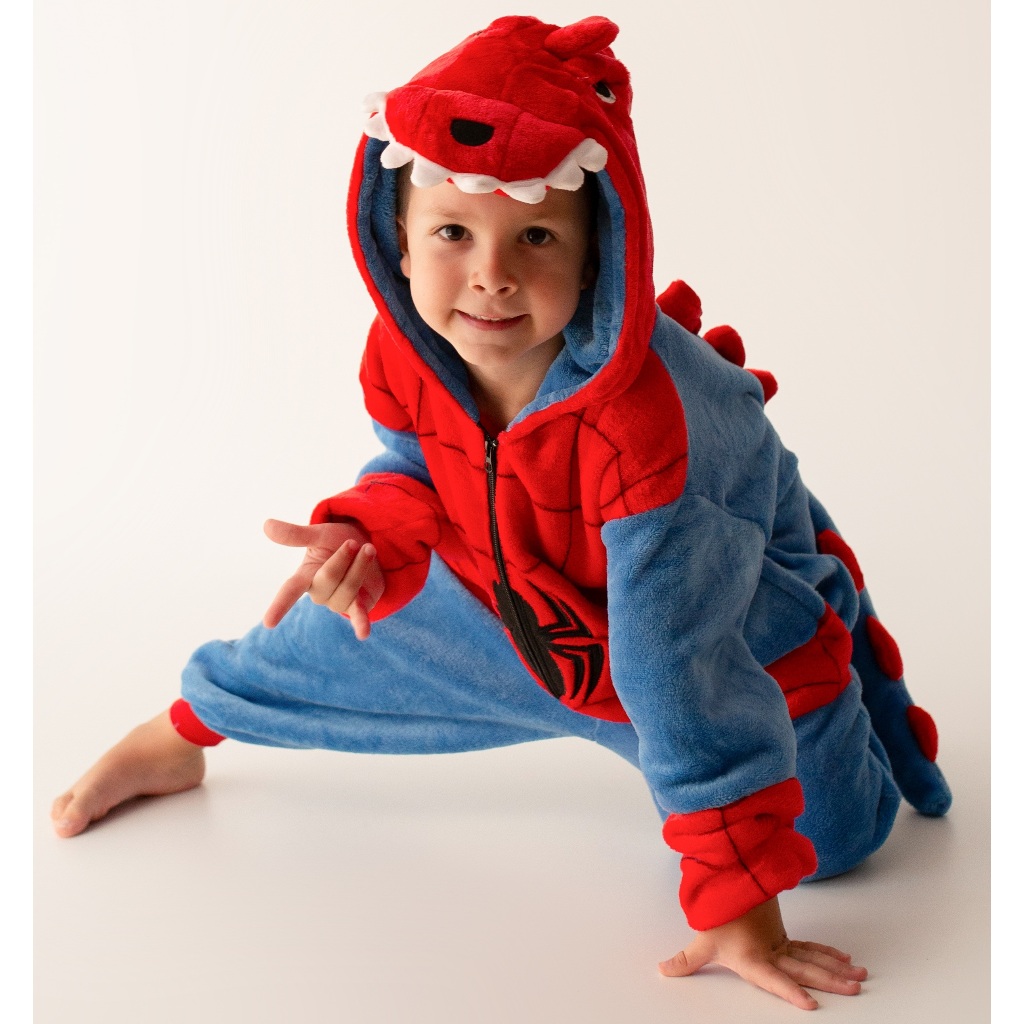 Pijama personagem desenho animado homem aranha dinossauro infantil