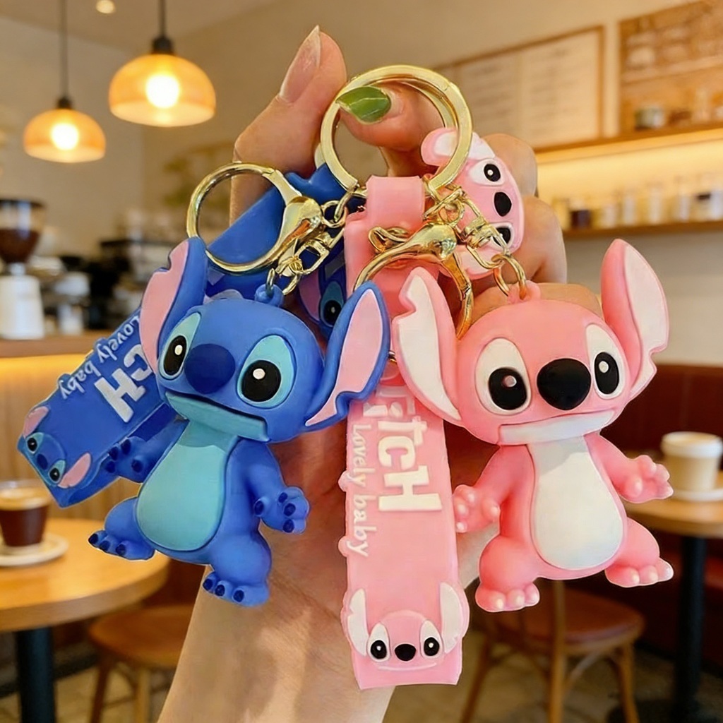 Kit 5/10/20 Chaveiro Lilo Stitch Angel Stitch Anime Figura Kawaii Cartoon Casal Mini Chaveiro Corrente Versão Carro