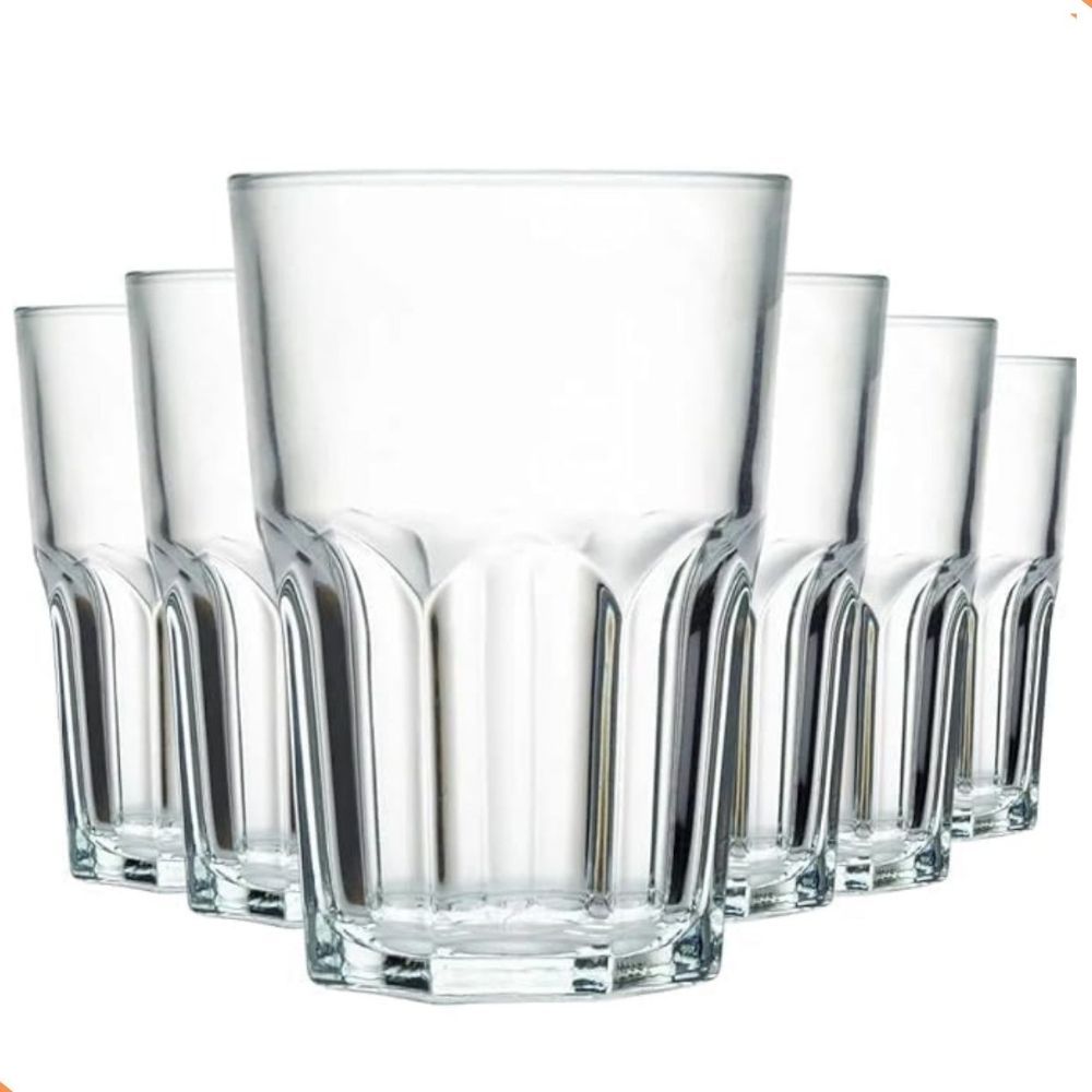 Jogo De Copos Em Vidro Kit 6 Peças Cozinha Água Suco Drink Refrigerante 350ml Mesa Posta Casa Nova
