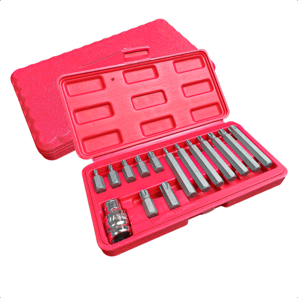 Jogo Kit De Bits Torx 15 Peças T20 a T55 Aço Crv Com Maleta