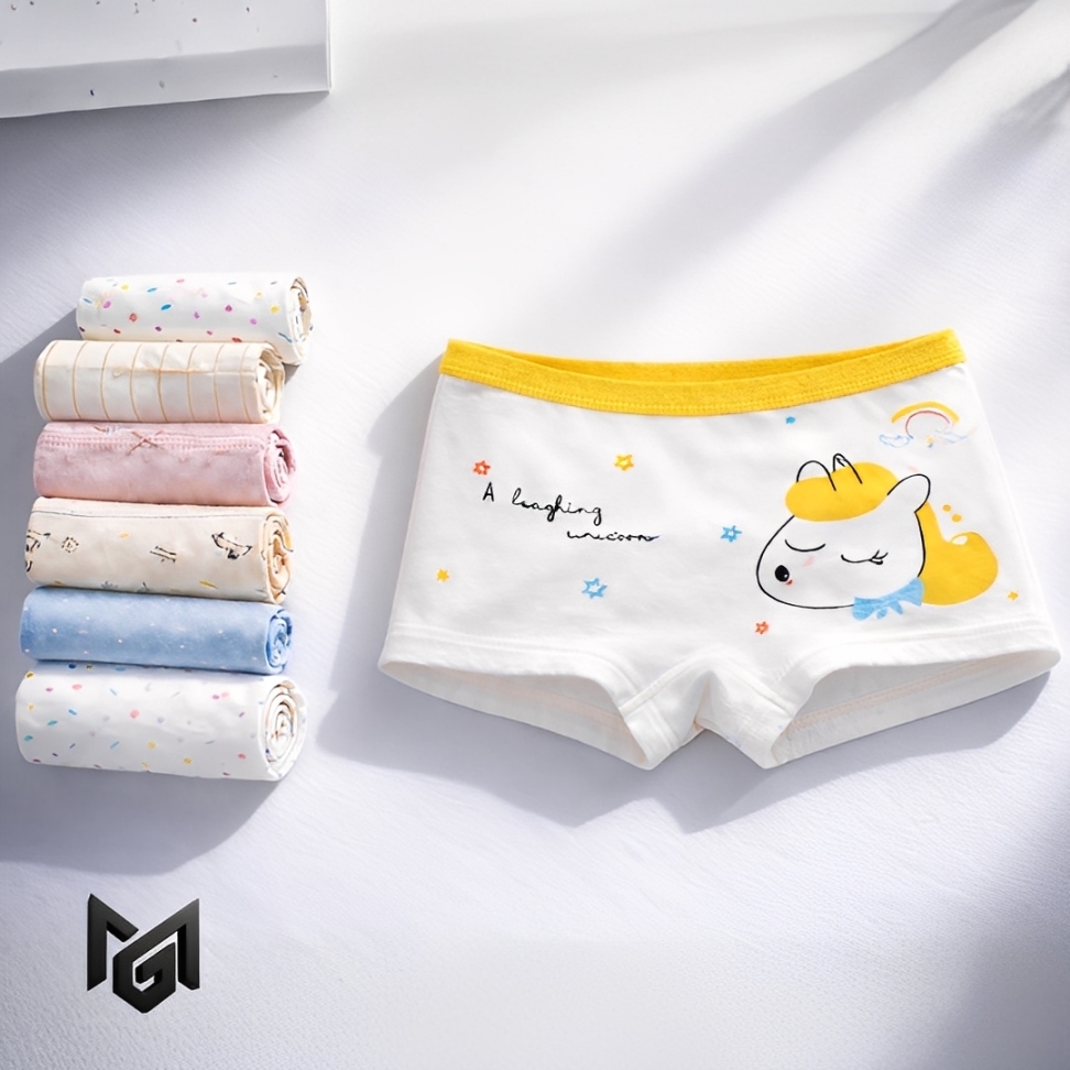 KIT 3, 6 ou 9 Calcinhas Boxer Infantil Juvenil 100% Algodão Confortável, Toque Suave, Estampas Divertidas