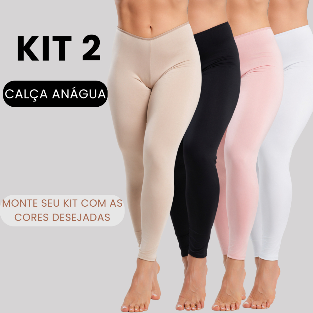 Kit 2 Calça Anágua Antiatrito Segunda Pele Conforto Proteção Feminina Usar Por Baixo Evita Transparência F7 NEW STYLE