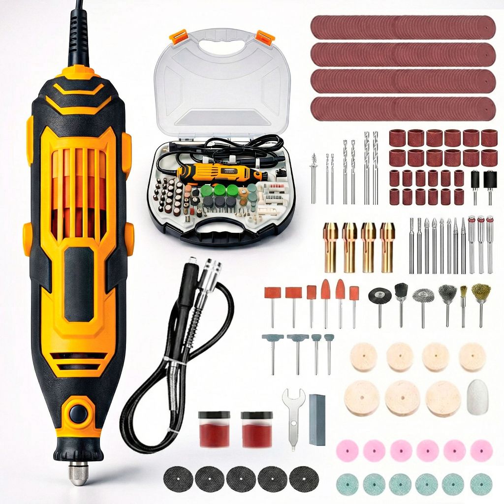 Micro Retífica Profissional 500W Com Eixo Flexível Maleta com 189 Peças