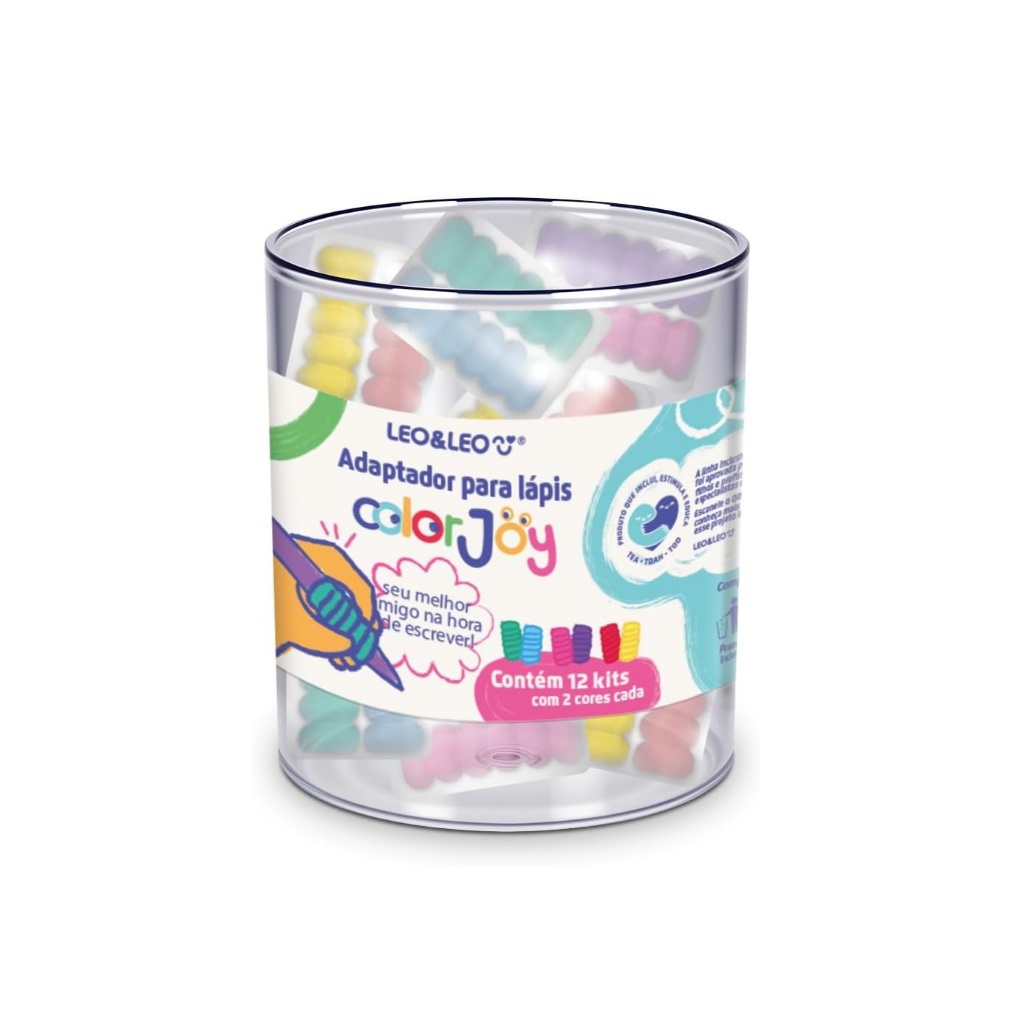 Kit com 24 Adaptador para lápis de eva color joy Leo&Leo