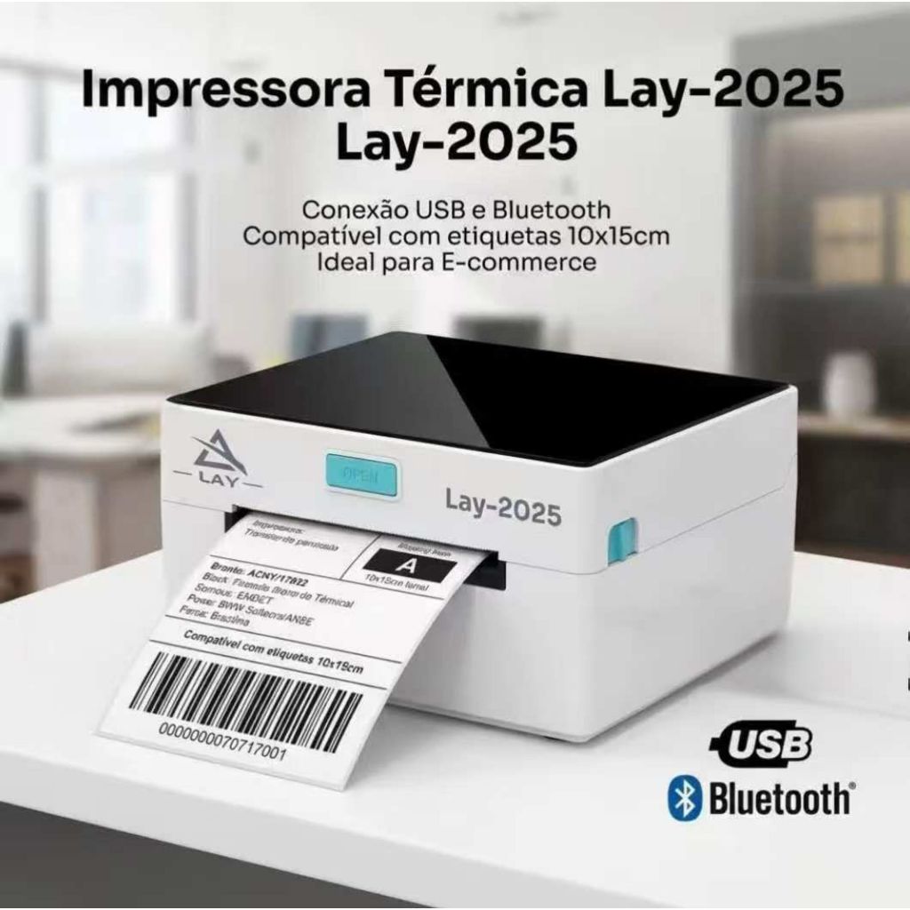 Impressora de Etiquetas Adesiva Térmica de Envios USB bluetooth Tipo Zebra Ecommerce