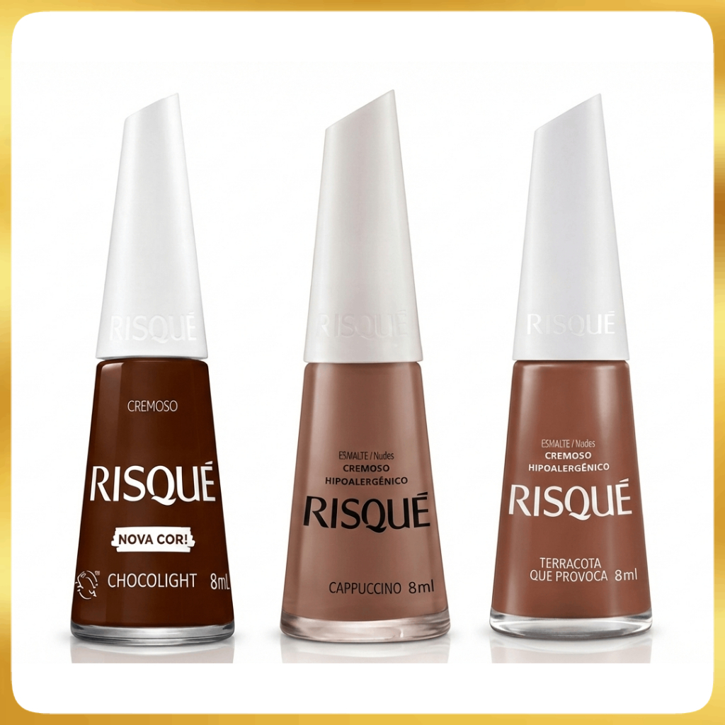 Esmaltes Risqué Novas Cores Cremosas Tons Terrosos Marrom Kit ou Unidade