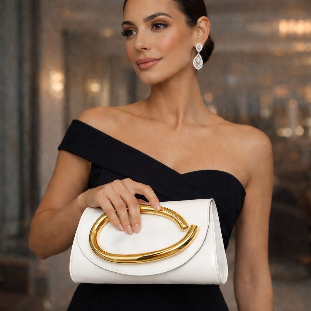 Bolsa de Festa Feminina Dourada Alça Luxo Estilo Chique