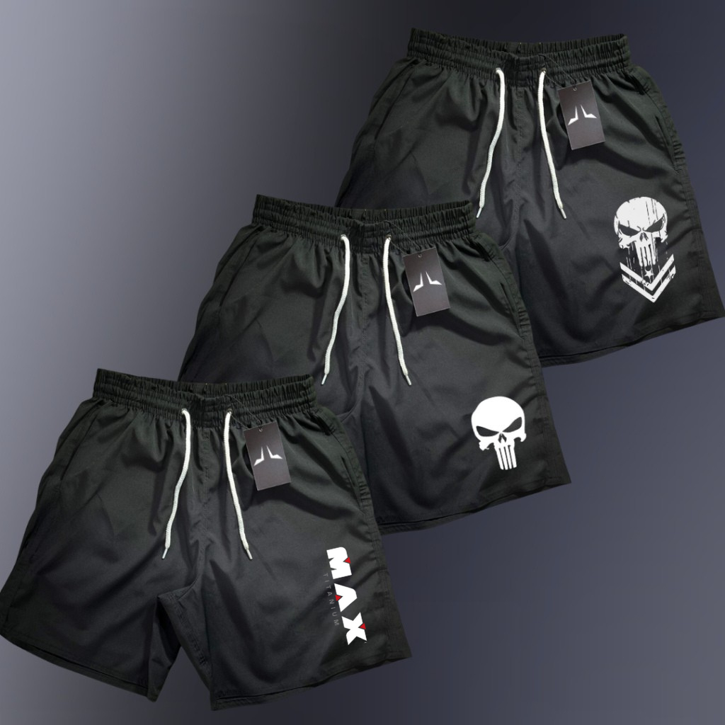 3 Shorts TACTEL Masculino MIX JUSTIC Bermuda Premium Academia Praia Corrida
