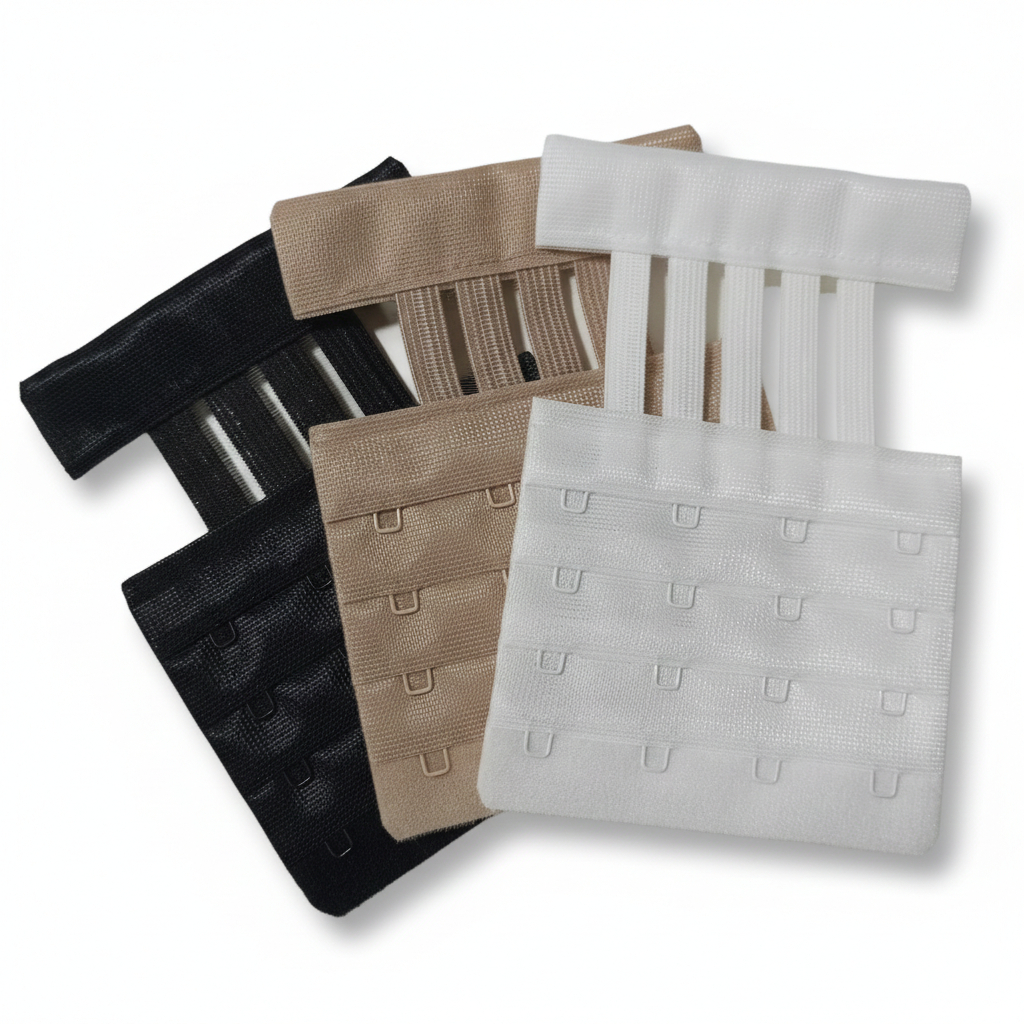 Kit com 2/3 extensores de Sutiã Tule Elástico - Extensor 4 Ganchos e 4 Regulagens aumenta largura costas Soutien G