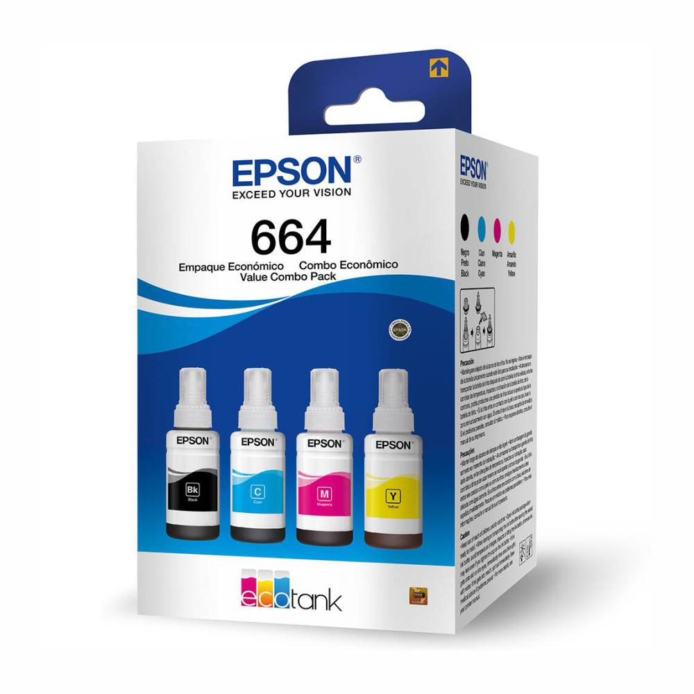 Kit 4 Tinta Refil T 664 para L120 L1300 L395 L396 L355 L555 L365 L355 Compatível