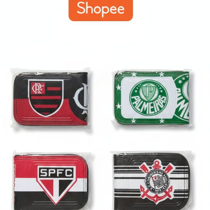 Carteira de Time de Futebol Estampada Com Zíper Presente Torcedor Personalizada Com Time Do Coração